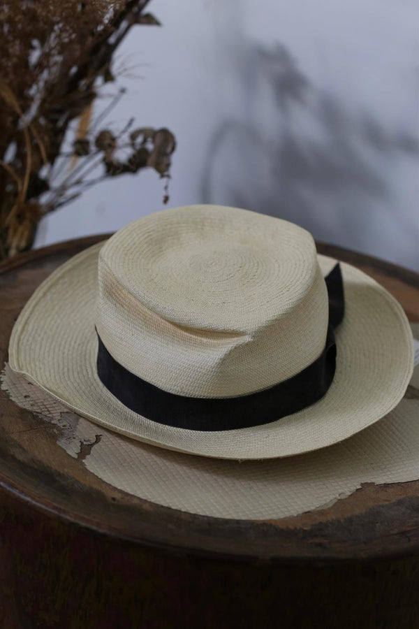 Horisaki Hand Dyed Cream Panama Hat SHPADS007 WHITE